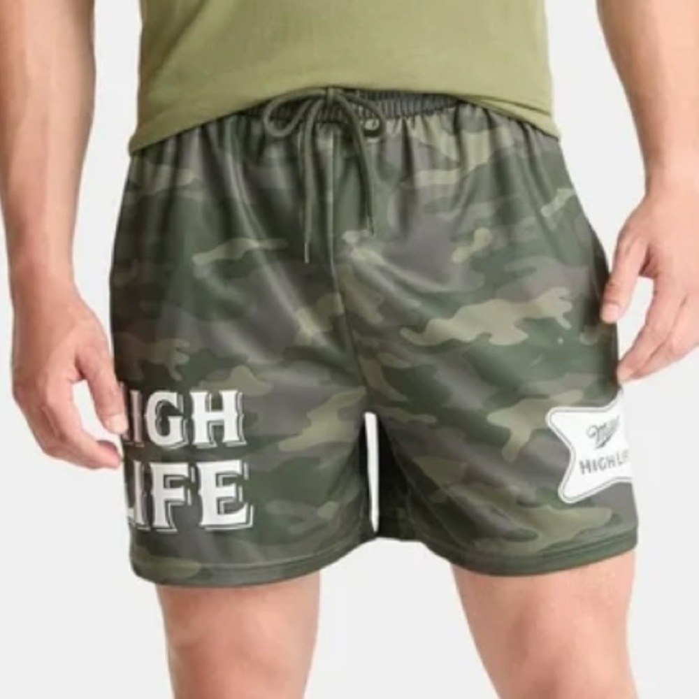 Green Camouflage High Life Shorts Miller Small 28-30 breathable sports gym NWT